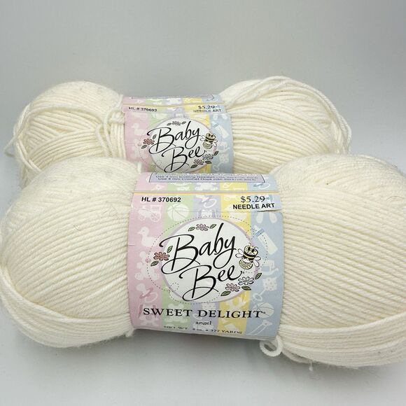 Yarn Bee Other - 2 New Baby Bee Sweet Delight acrylic yarn 4oz/skein ANGEL/10 Lot#158387